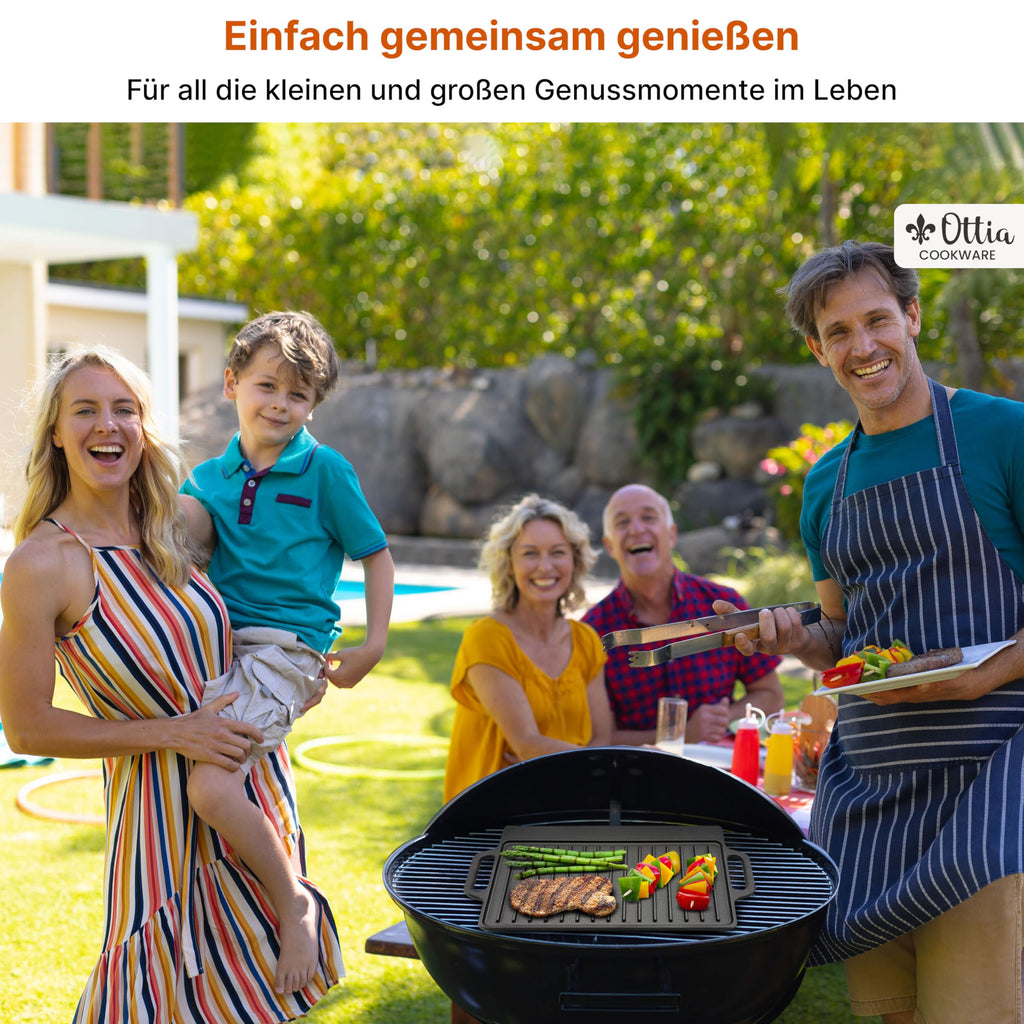 Gusseisen Wende Grillplatte und Warmhalteplatte:  (L (50 cm x 23,5 cm))