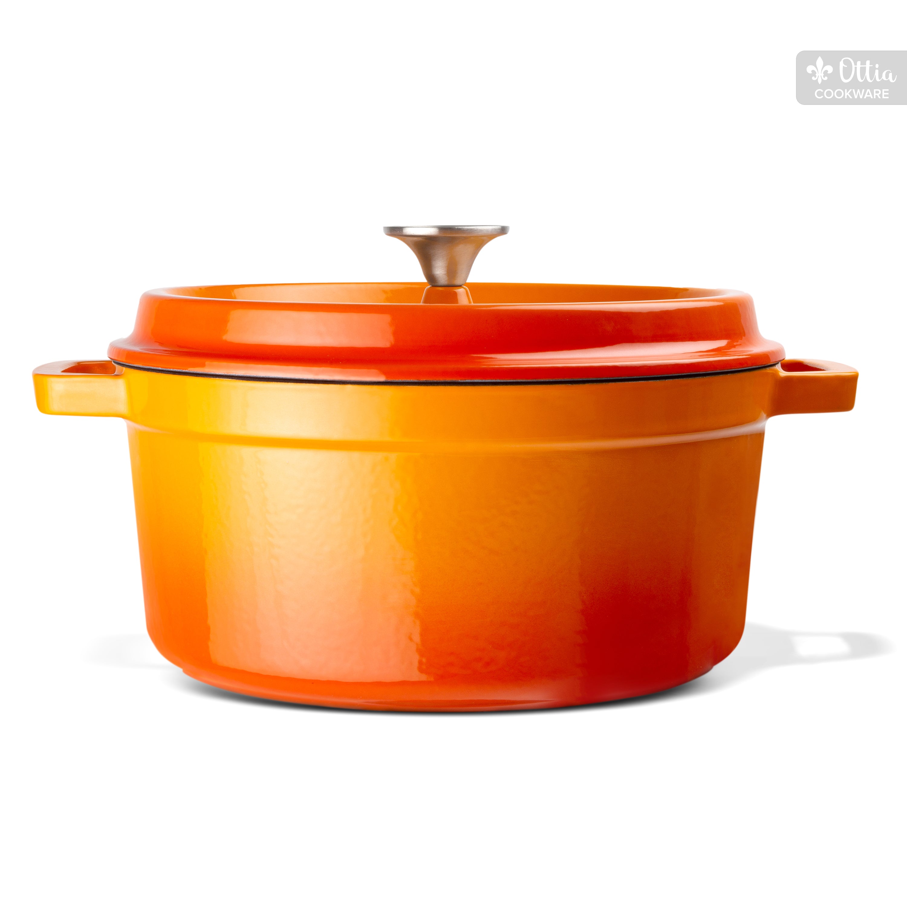 Emaillierter Gusseisen Topf, 26 cm, 5 Liter, ofenfest, Deckel mit Knauf