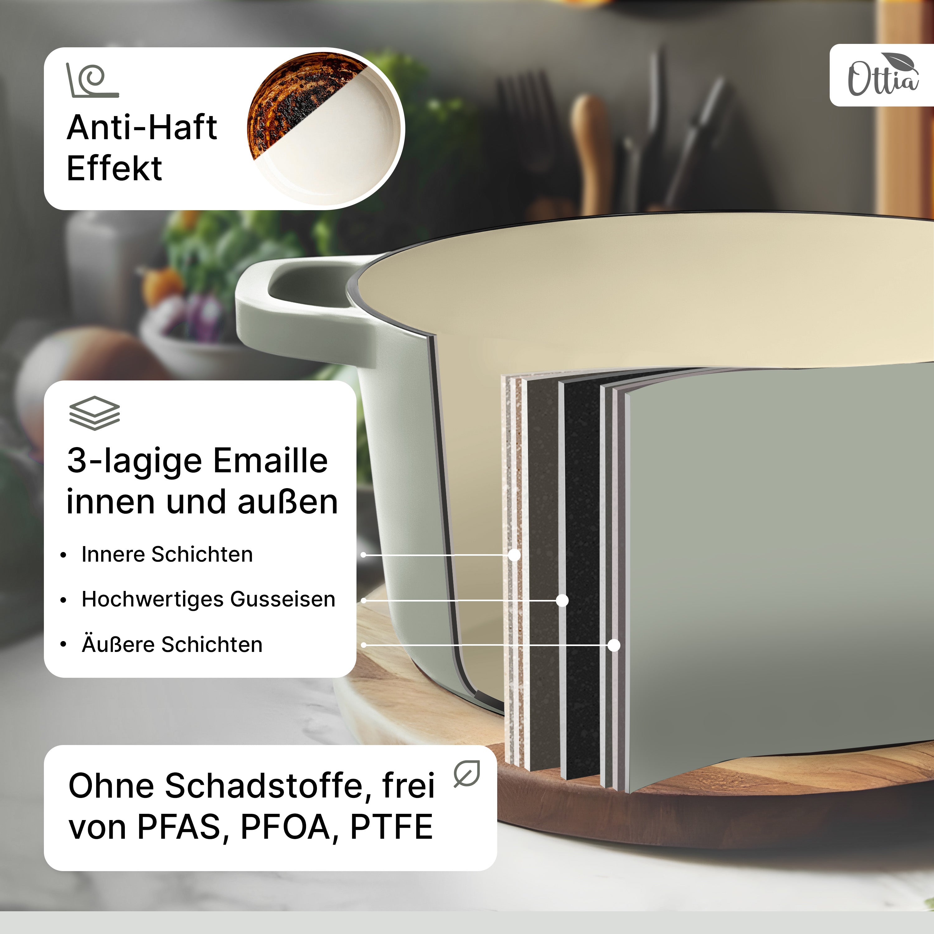 Gusseisen Topf, 26 cm, 5 Liter, mit Gärkorb. Ofenfest, Deckel mit Knauf und Aromanoppen