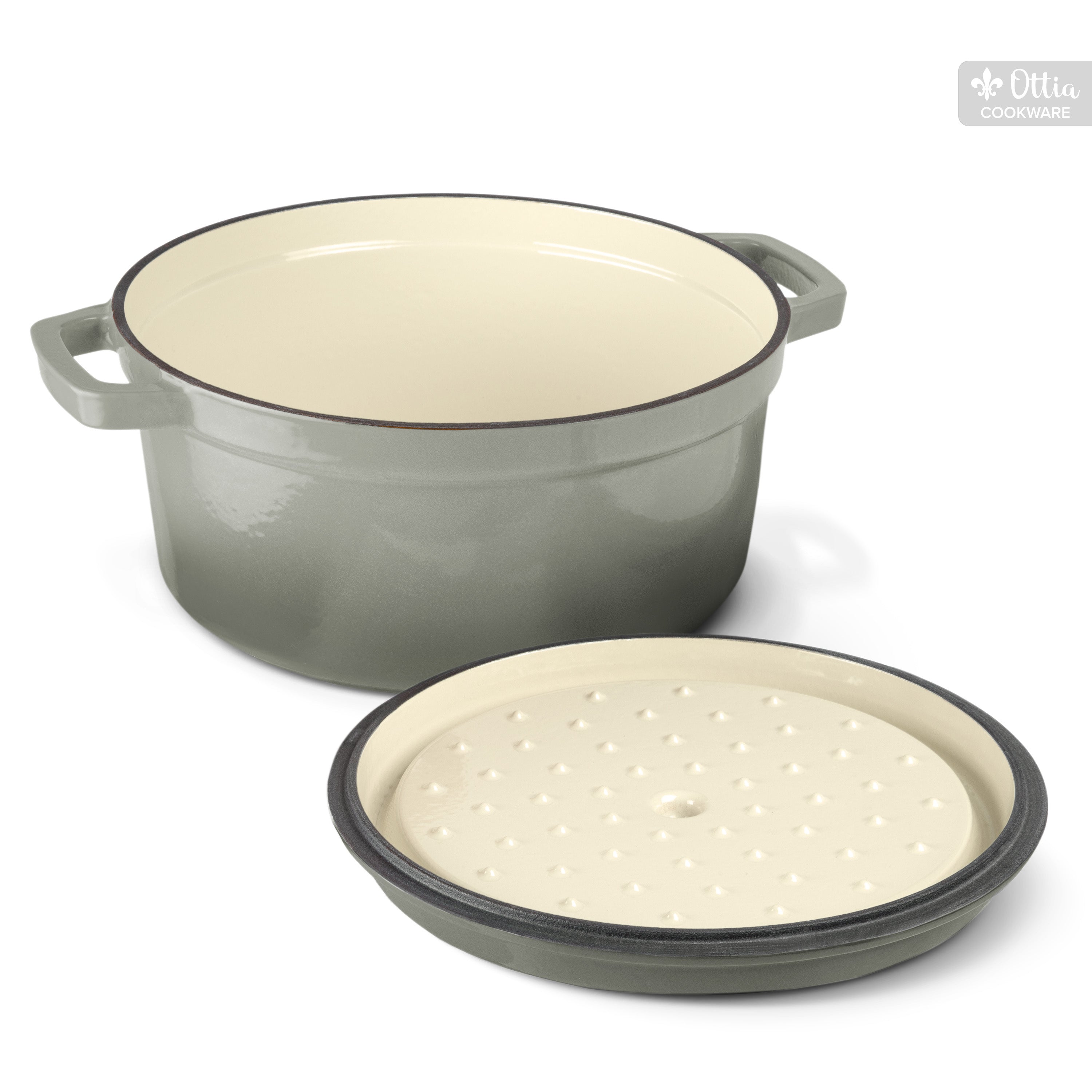 Emaillierter Gusseisen Topf, 26 cm, 5 Liter, ofenfest, Deckel mit Knauf