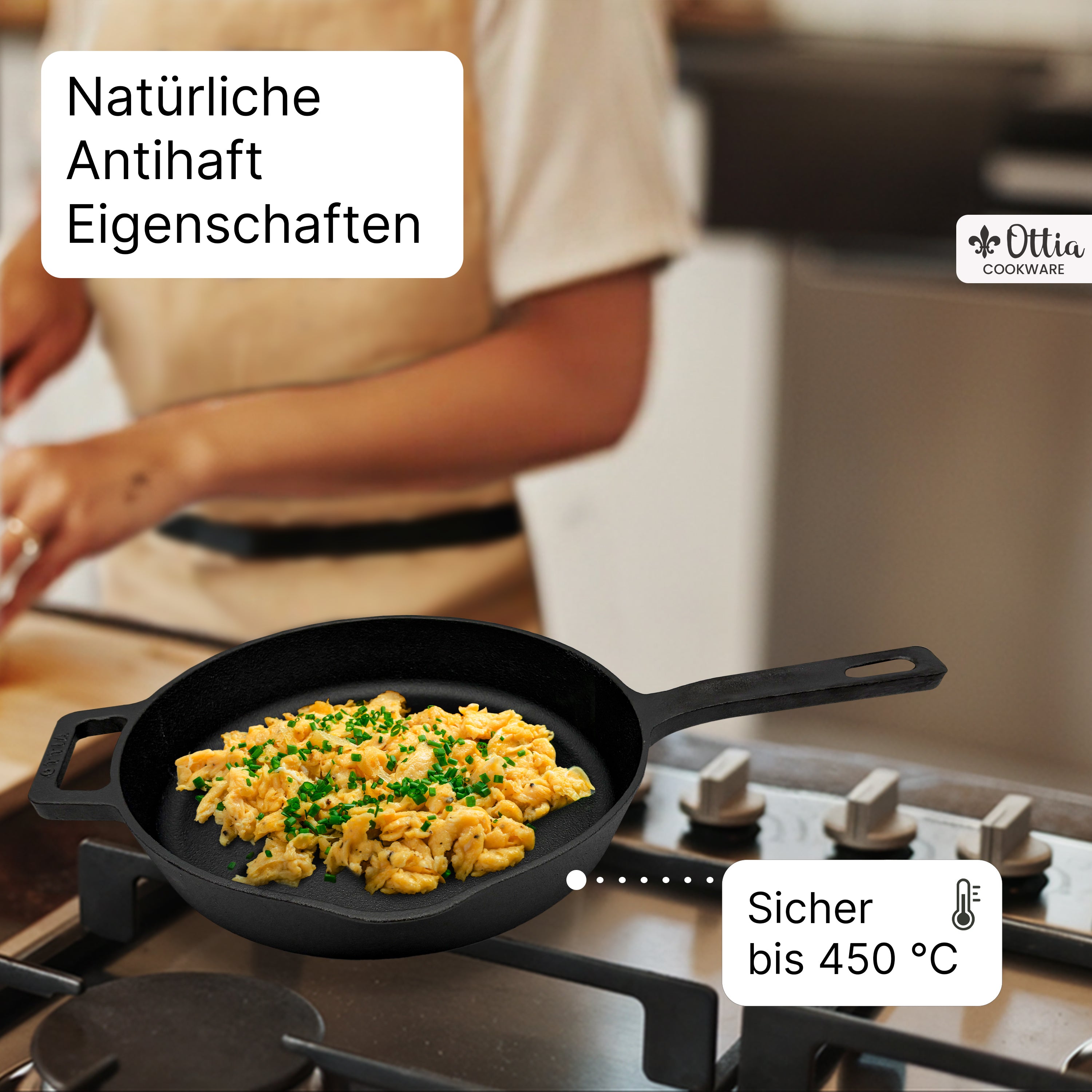 Reine Gusseisenpfanne 24cm mit eKochbuch