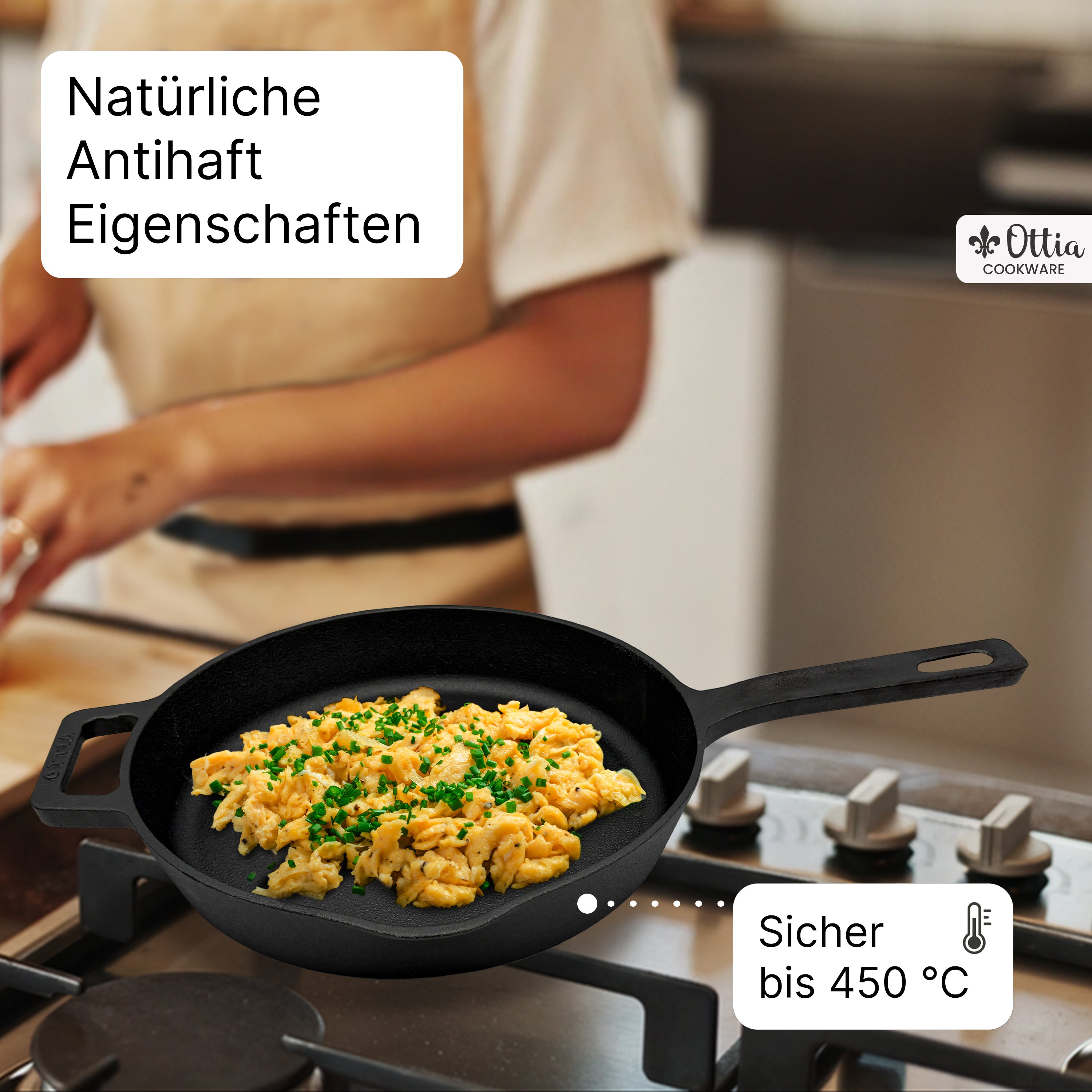 Reine Gusseisenpfanne 28cm mit eKochbuch