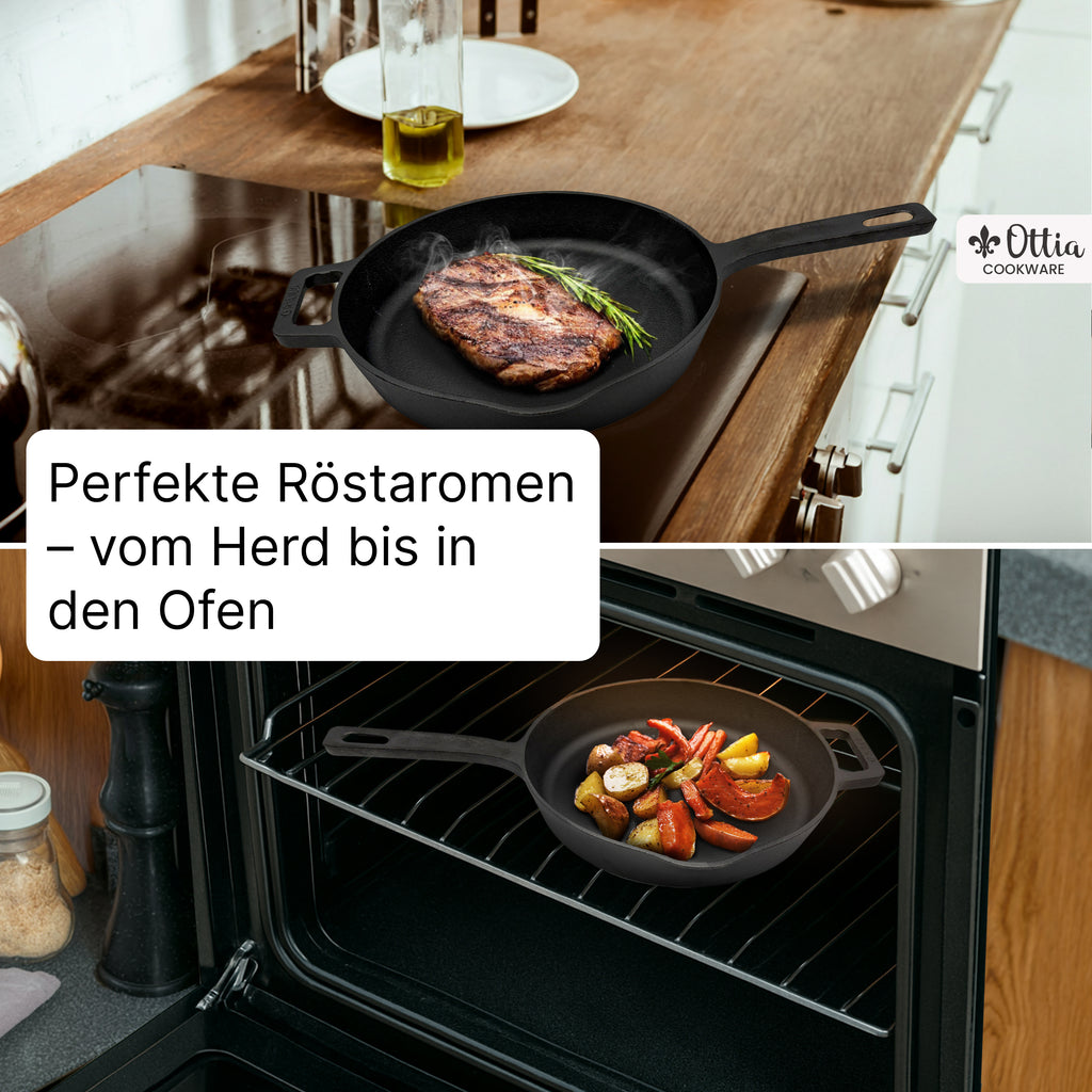 Reine Gusseisenpfanne 28cm mit eKochbuch