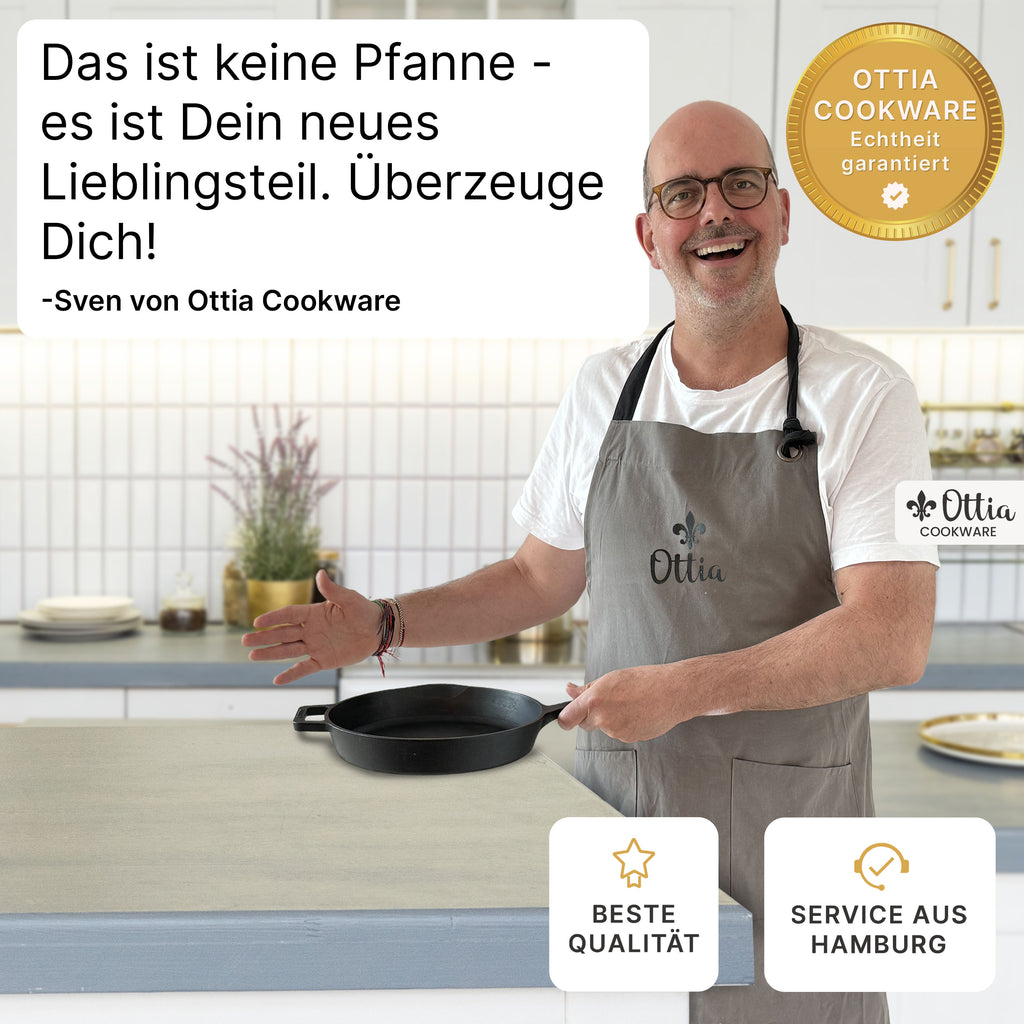 Reine Gusseisenpfanne 24cm mit eKochbuch