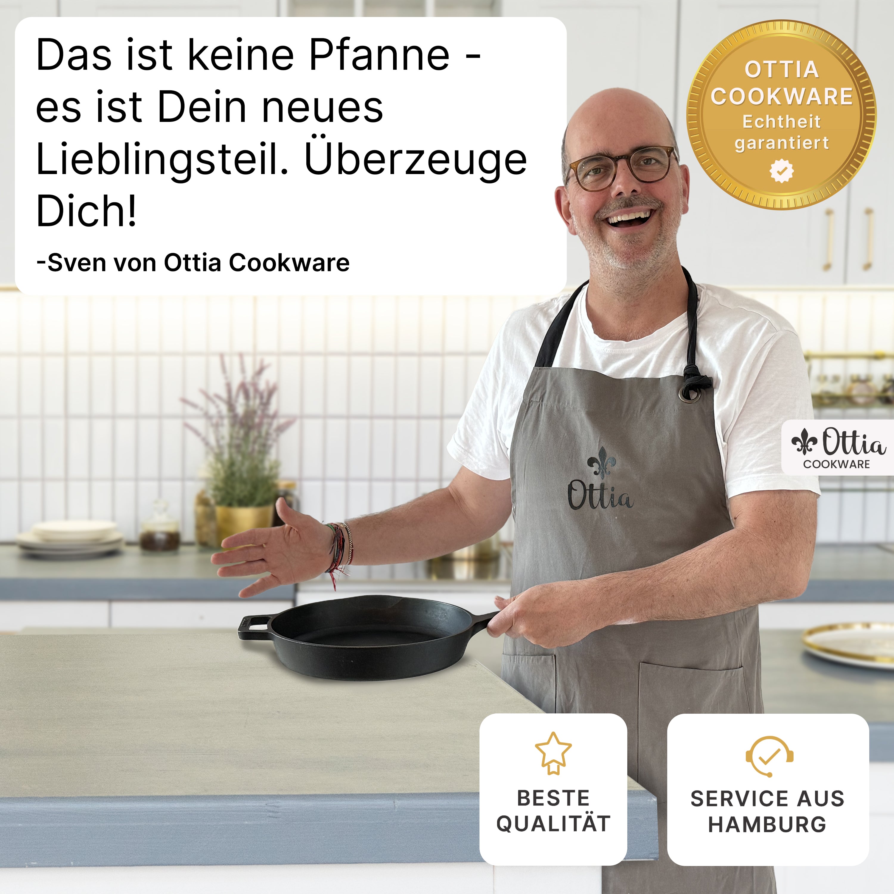 Reine Gusseisenpfanne 28cm mit eKochbuch